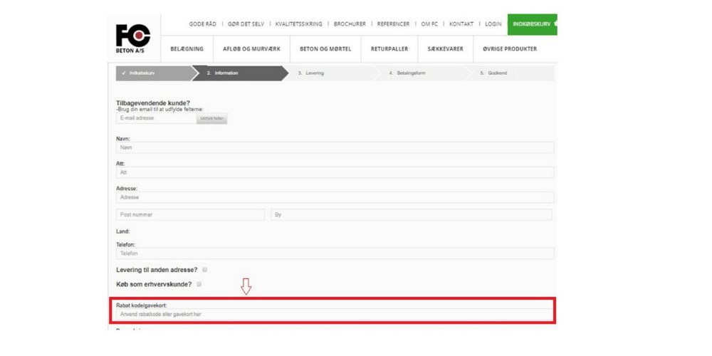 Sådan bruger du en FC Beton rabatkode