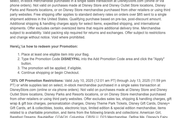 Disney Store Rabatkode