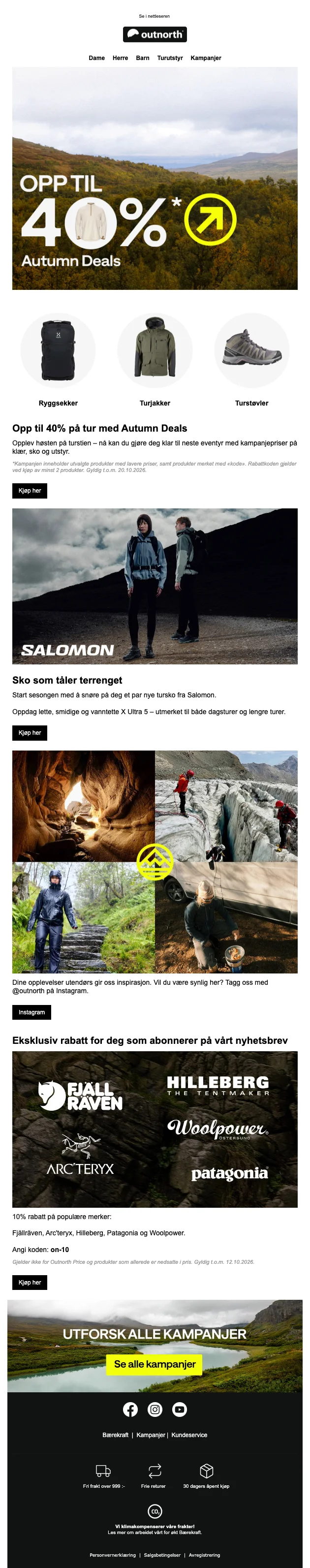 Bevis på rabatkode - Outnorth - Rabatkode: 10% rabat på udvalgt friluftsudstyr