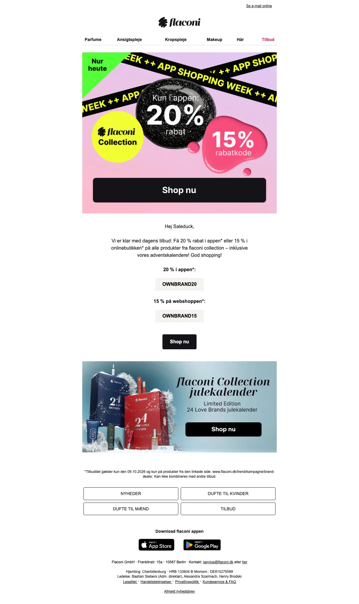 Bevis på rabatkode - Flaconi - Tilbud: [[20% rabat]] i appen eller 15% online på kollektionen