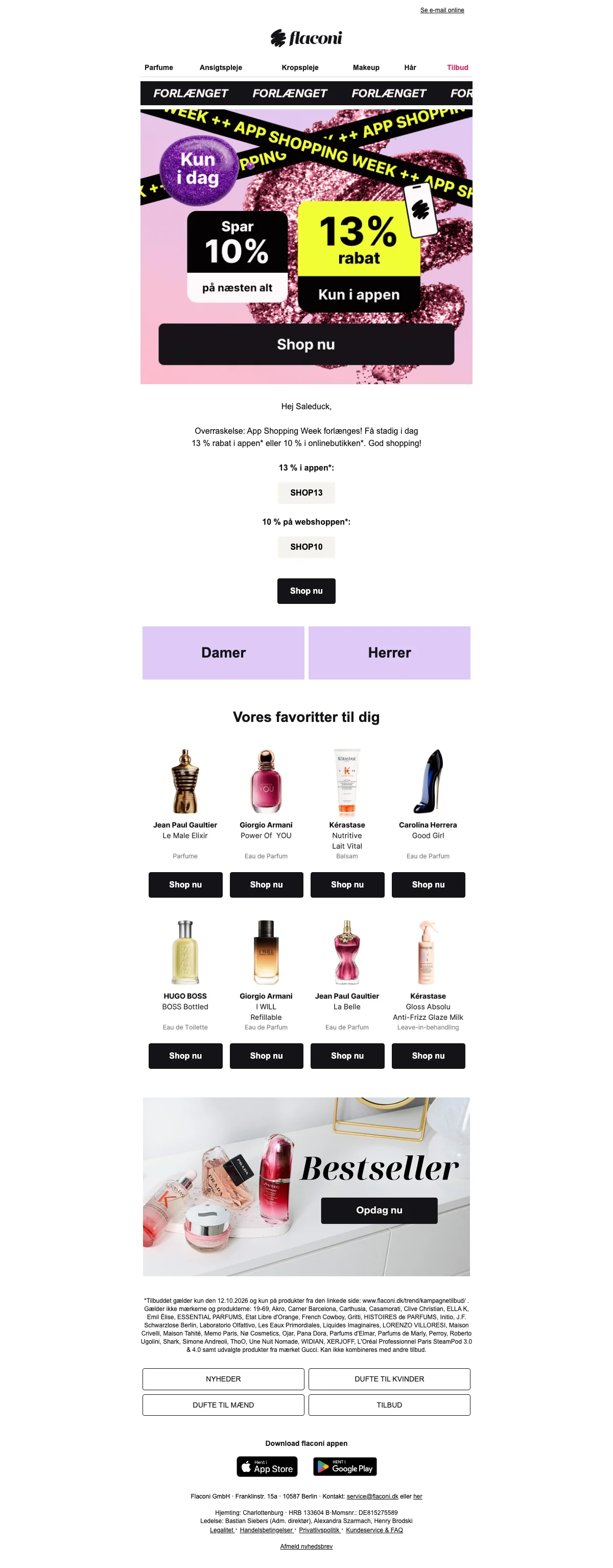 Bevis på rabatkode - Flaconi - App shopping week: [[13% rabat]] i appen eller 10% online på parfume og pleje