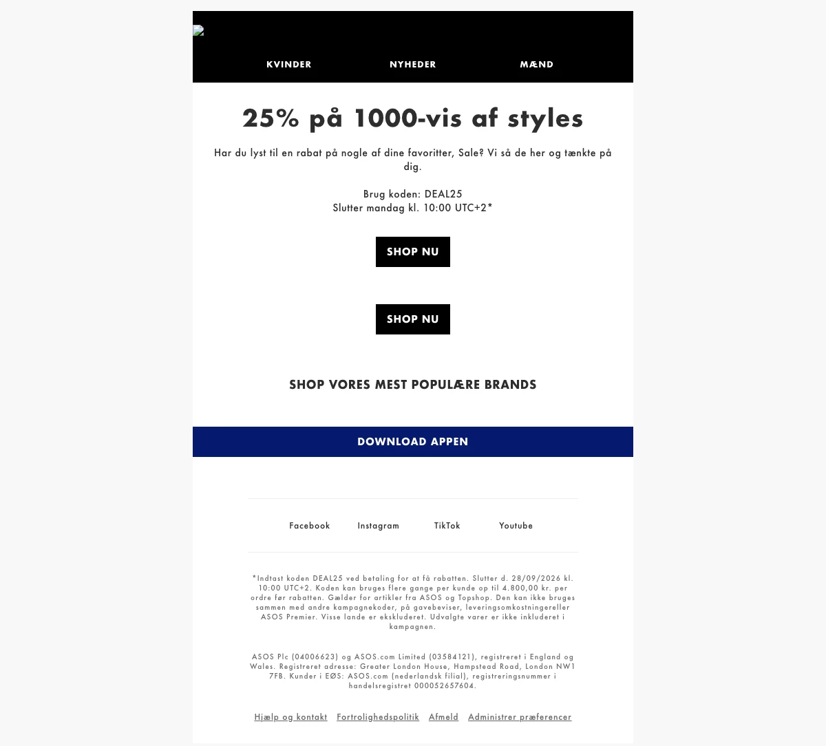 Bevis på rabatkode - asos - Få 25% rabat på tusindvis af styles, udvalgte mærker inkluderet