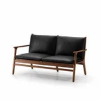 Stellar Works - Rén 2-pers sofa, valnød, hynder m. sort læder