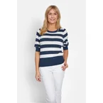 Kortærmet Strik - Navy/Hvid - Stribet