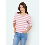 Kortærmet T-shirt - Rosa / Hvid - Stribet