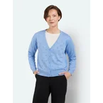 Langærmet Cardigan - Lys Blå Melange