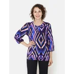 3/4 Ærmet T-shirt - Lilla Mix - Mønstret