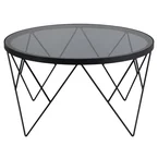 Halstow sofabord i sort i metal med glas Ø80 cm