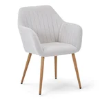 Vanessa spisebordsstol med armlæn - beige tekstil og egelook