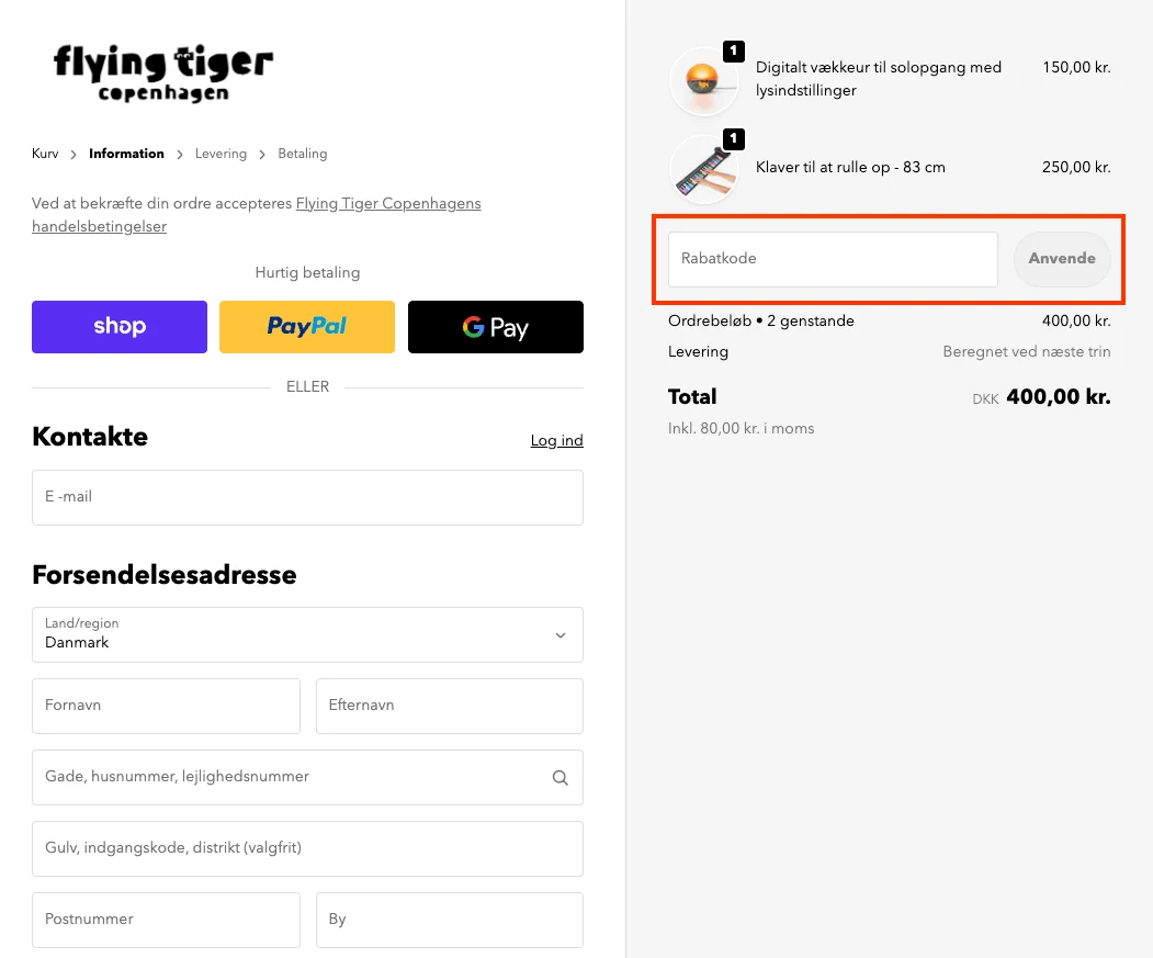 Sådan bruger du det - Flying Tiger
